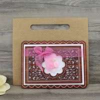 Wooden Invitation Card With Lace Butterfly Bow Wedding Invitation Card With Hand Bag
